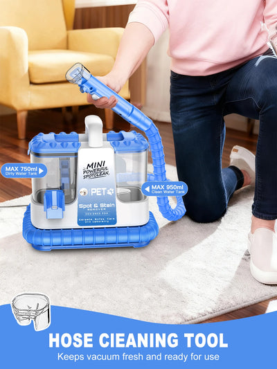 Carpet + Upholstery Cleaner Machine, 32Kpa Powerful Suction w/ 5 Cleaning Tools,Lightweight for Rug,Carpet,Car Seats,Pets,Stairs - Smarsty