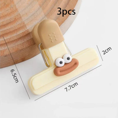 3pcs Creative Face Bag Sealing Clip Food Snack Clip Kitchen Tools Decorative Small Clip Refrigerator Plastic Food Bag Storage by Smarsty
