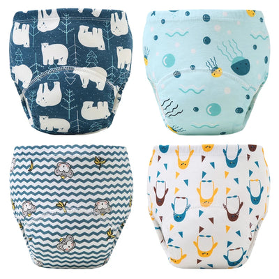 4PCS Baby Waterproof Diapers Pee Shorts Underwears Reusable Soft Ecological Cotton Toddler Potty Training Pants For Boys Girls by Smarsty