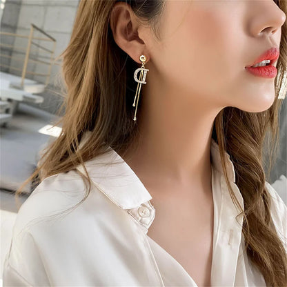 Gold Crystal Tassel Earrings for Women Trendy Elegant Style - Smarsty