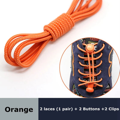 Round Elastic Shoelaces Suitable For Various Shoe Accessories No Tie Shoelace Fixed Stretching Locking Lazy laces 1 Pair - Smarsty