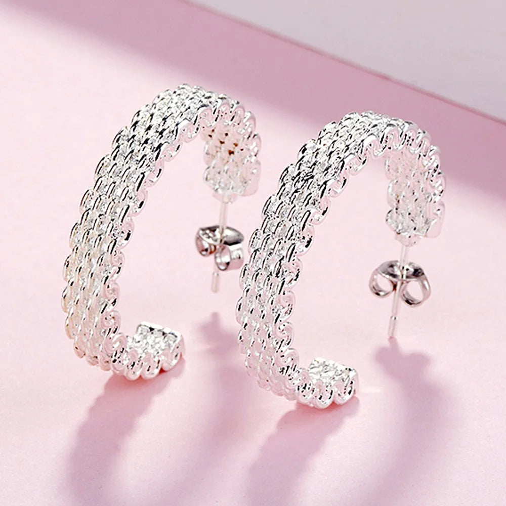 925 Sterling Silver Stud Earrings Lightweight All Match - Smarsty