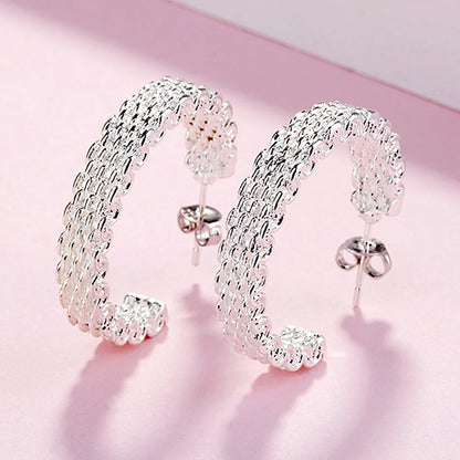 925 Sterling Silver Stud Earrings Lightweight All Match - Smarsty