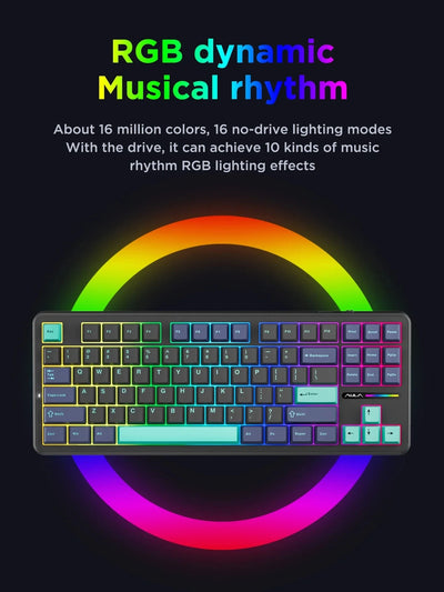 Mechanical Keyboard Tri Mode Wireless 87 Keys Silent Gaming - Smarsty