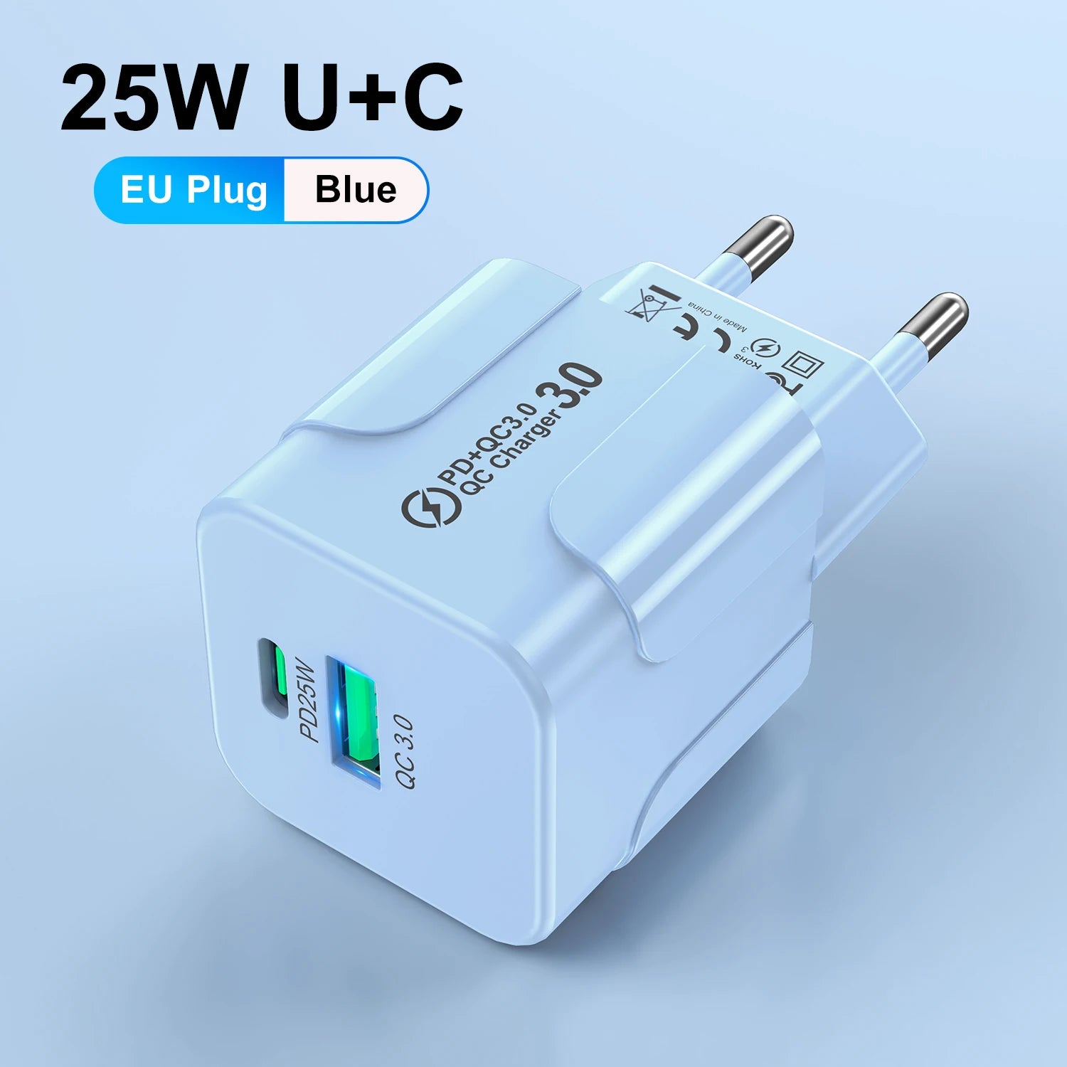 Compact Dual Port USB C Fast Charger 25W Travel Adapter - Smarsty