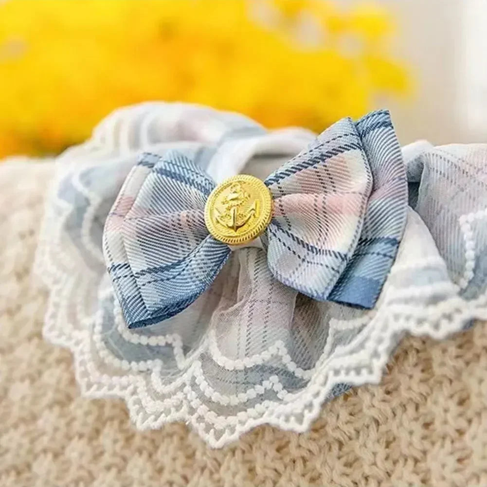 Pink Plaid Dog Bowtie Bib for Stylish Pets - Smarsty