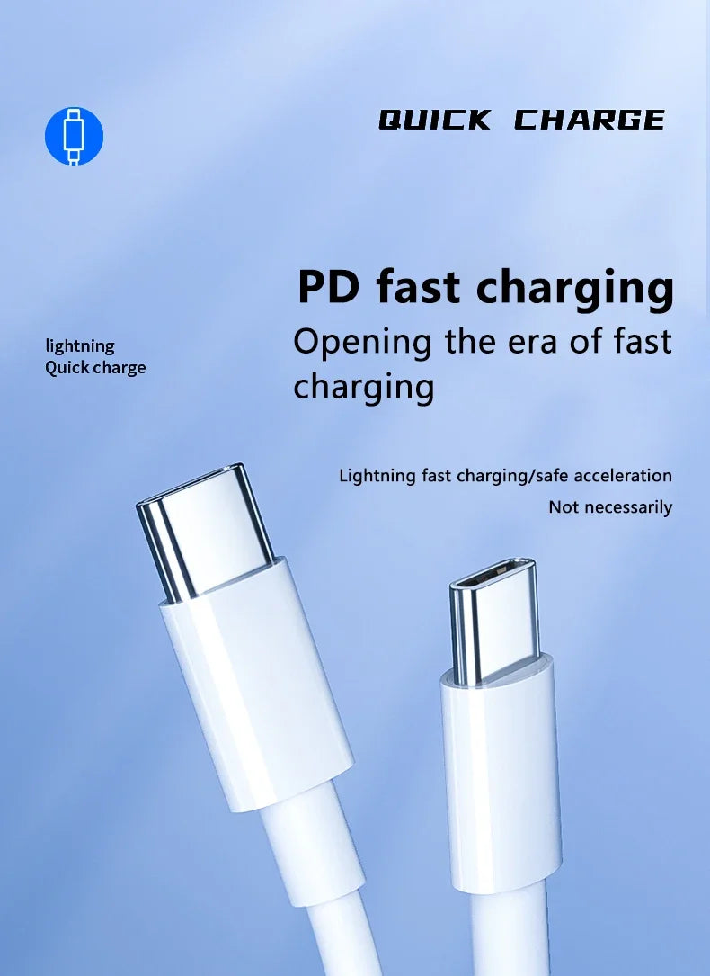 3PCS PD 100W USB C to USB Type C Cable Fast Charge Data Cable For Iphone 15 15Pro Huawei Samsung Xiaomi Data Line White 1M 2M - Smarsty