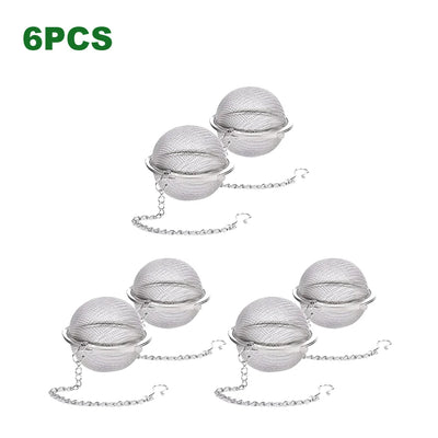 10-2pcs Stainless Steel Tea Ball Loose Leaf Tea Strainer Infusers Extra Fine Mesh Tea Interval Diffuser with Chain - Smarsty