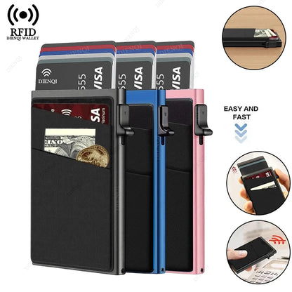 Anti-theft Cards Protectors Card Holder Minimalist Smart Wallet RFID Protection Aluminum Metal Box Cardholder Case Porte Carte - Smarsty