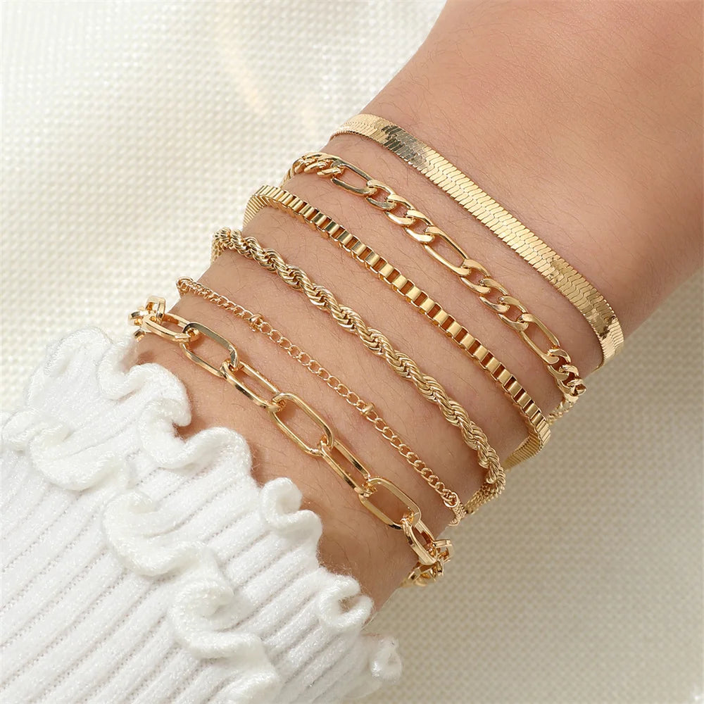 Bohemian Multi-Layer Snake Chain Bracelet Set - Smarsty