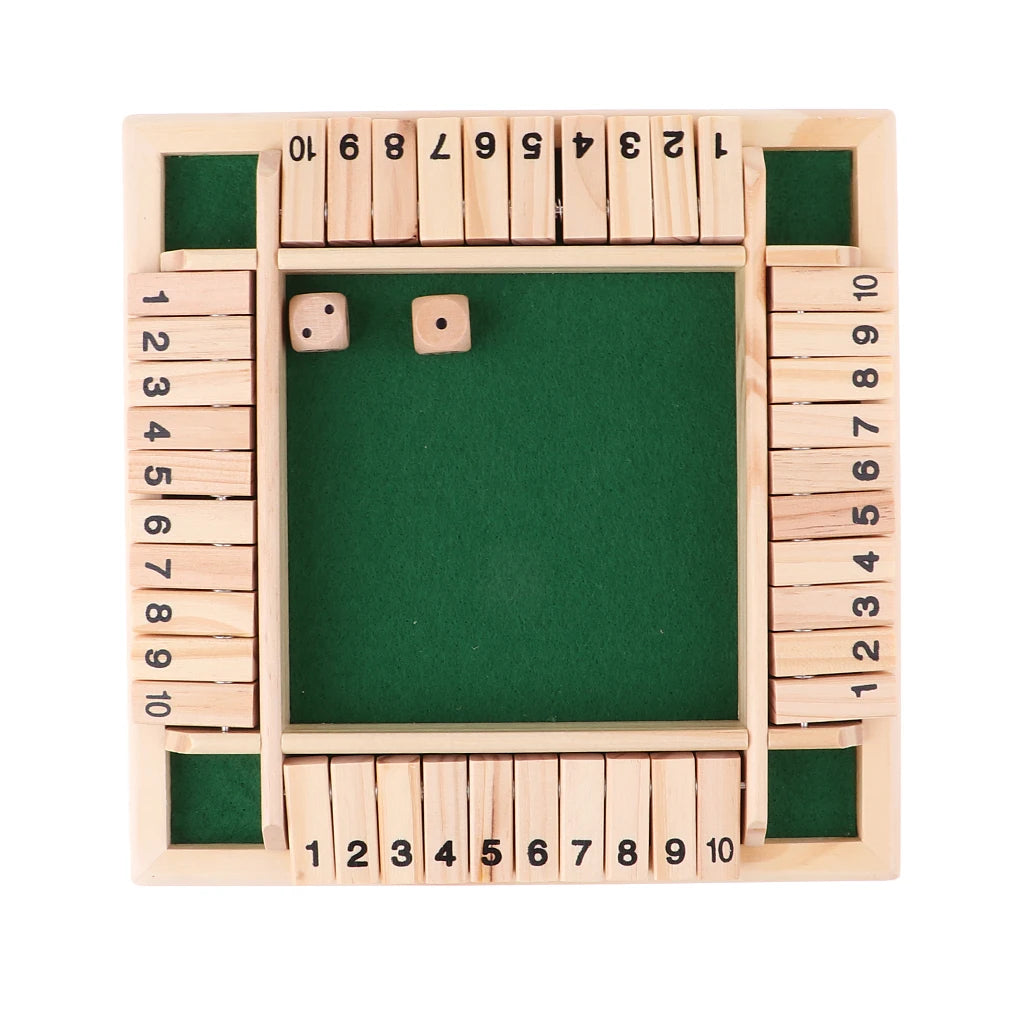 Arithmetic Dice Board Game Four-Sided Flip Card Games Box Dice Toys Wooden Flaps Dices 4 Players Party Number Game Board Games - Smarsty