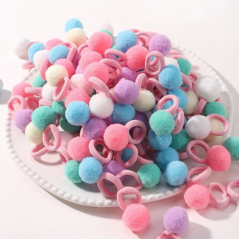 Kids Plush Ball Hair Bands Soft Comfortable Scrunchies - Smarsty