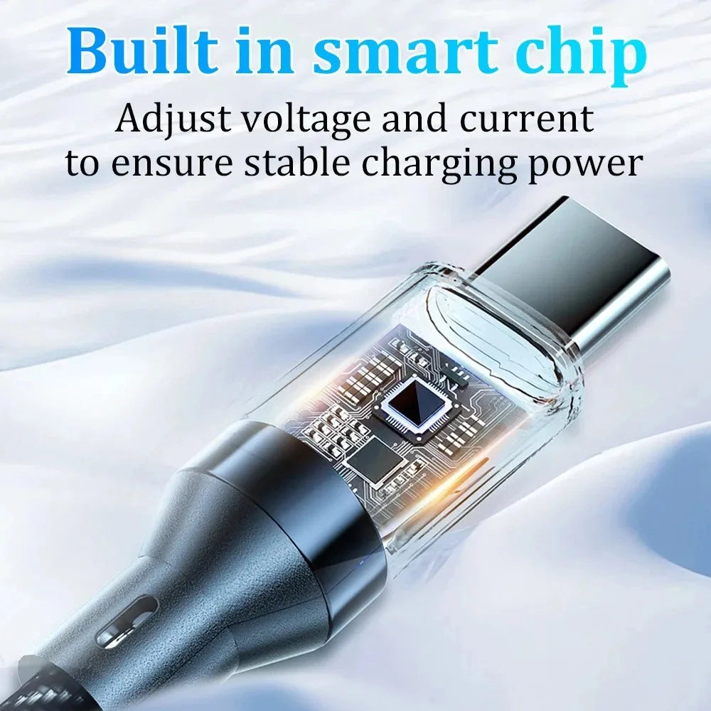 120W Type C to Type C Cable Phone Super Fast Charging Cable With LED Display USB To Type-C Data Cord For Xiaomi Samsung Huawei - Smarsty