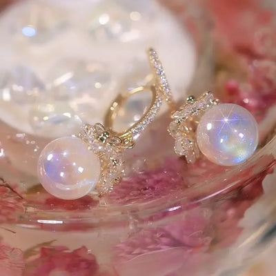 Pearl Long Earrings With Rhinestones For Wedding Fashion - Smarsty