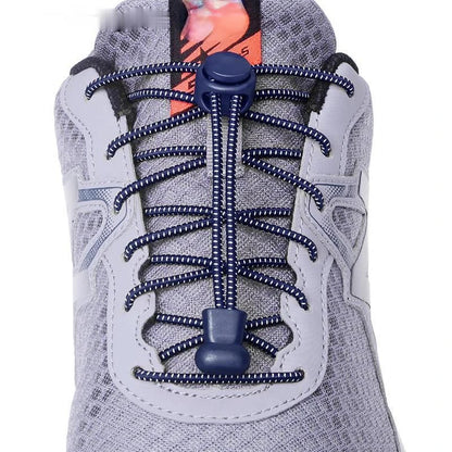 1 Pair 22 Colors Elastic Shoelaces Round Locking No Tie Shoe Laces Kids Adult Quick Lazy Laces Rubber Sneakers Shoelace T1 - Smarsty