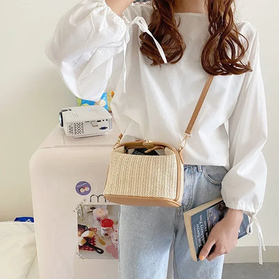 Straw Handbag Crossbody Tote For Summer Beach Style - Smarsty