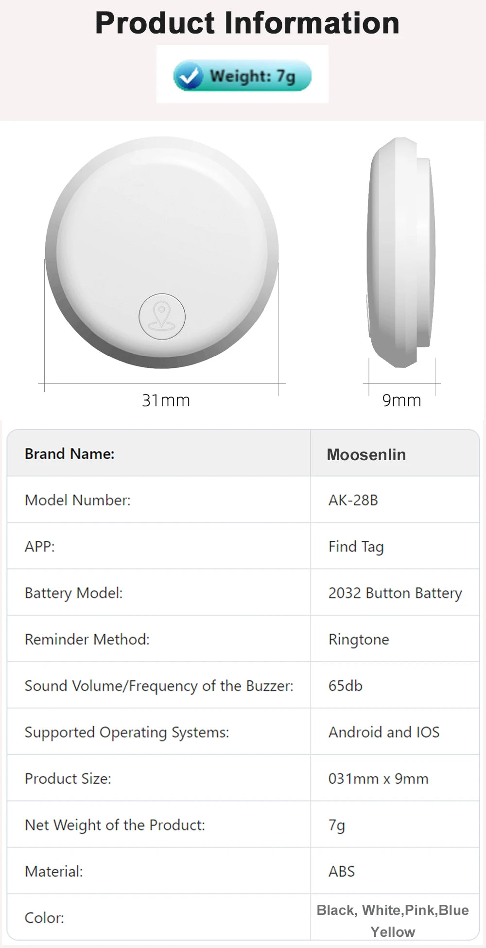 Smart Airtag Bluetooth GPS Tracker for Pets and Keys - Smarsty