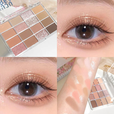 16-Color Pearlescent Matte Eyeshadow Palette for Daily Makeup - Smarsty