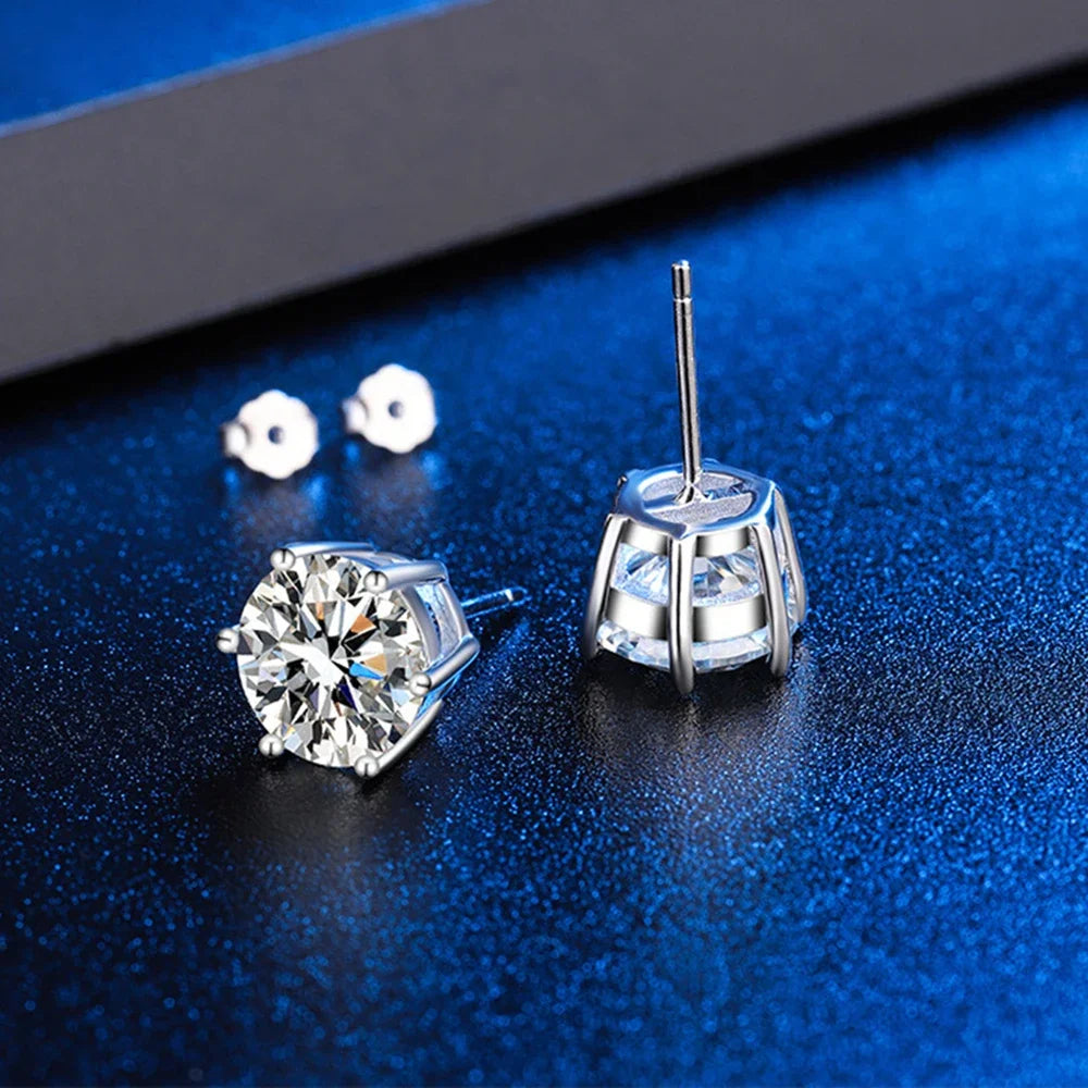GRA Certified 0.3-3CT Moissanite Stud Earrings 925 Sterling - Smarsty