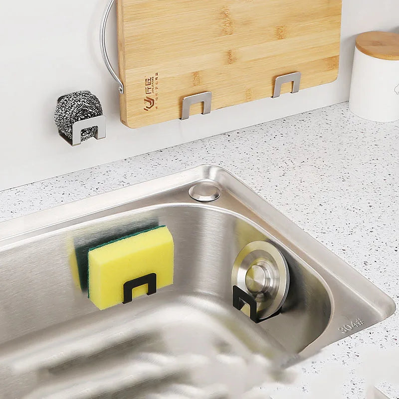 Stainless Steel Sink Tray Drainer Rack with Self Adhesive Hooks - Smarsty
