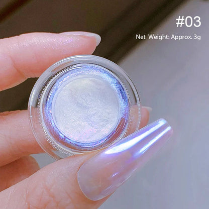 Aurora Pearl White Nail Glitter Powder for Stunning Designs - Smarsty