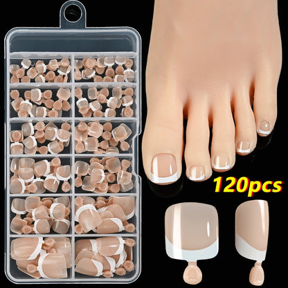 120Pcs French Fake Toenails in 9 Colors for Summer Style - Smarsty