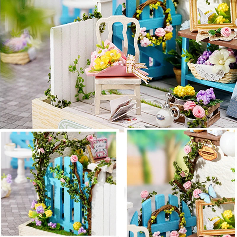Wooden Mini Miniature Doll House DIY Small House Kit 3D Puzzle Building Assembly House Furniture Toy Children's Birthday Gifts