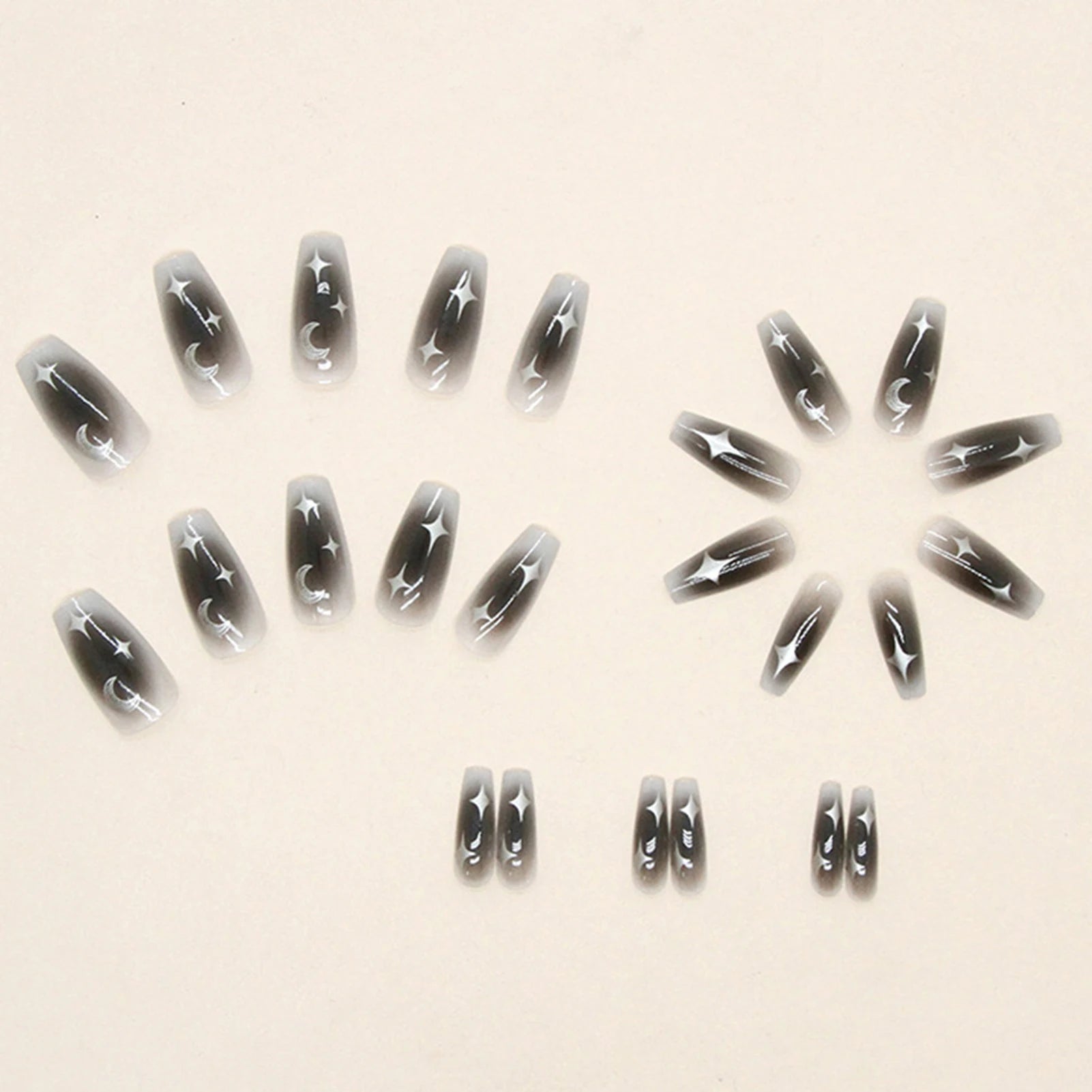 Y2K Star Press On Nails with Moon Designs - Smarsty