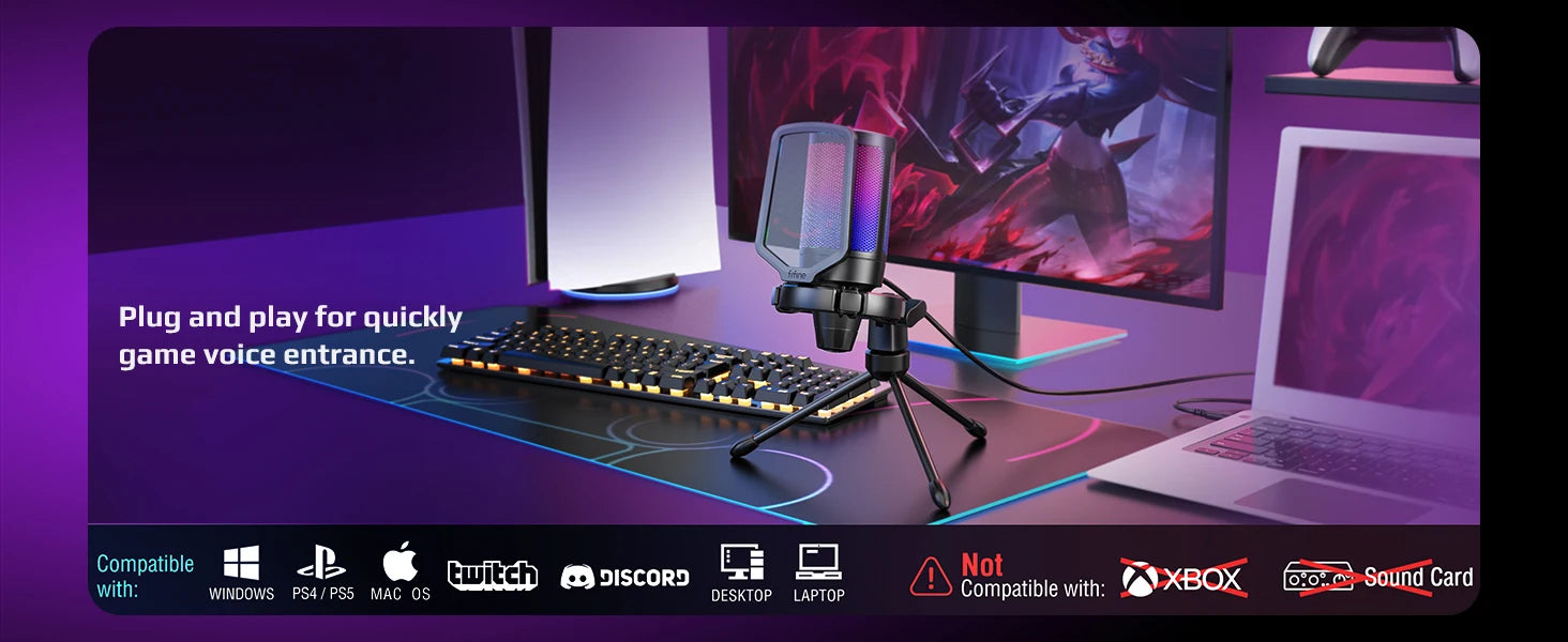 FIFINE USB Condenser Gaming Microphone with Pop Filter - Smarsty
