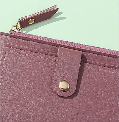 Women Wallets PU Leather Female Purse Mini Hasp Solid Multi-Cards Holder Coin Short Wallets Slim Small Wallet Zipper Hasp - Smarsty