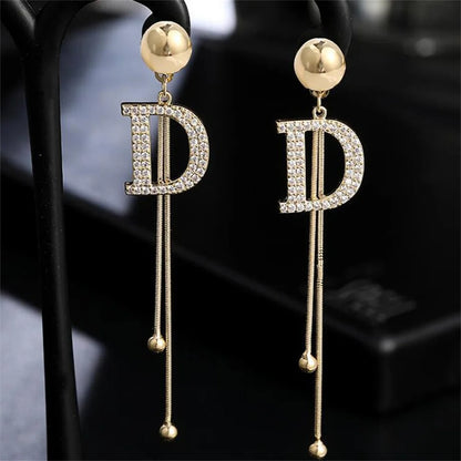 Gold Crystal Tassel Earrings for Women Trendy Elegant Style - Smarsty