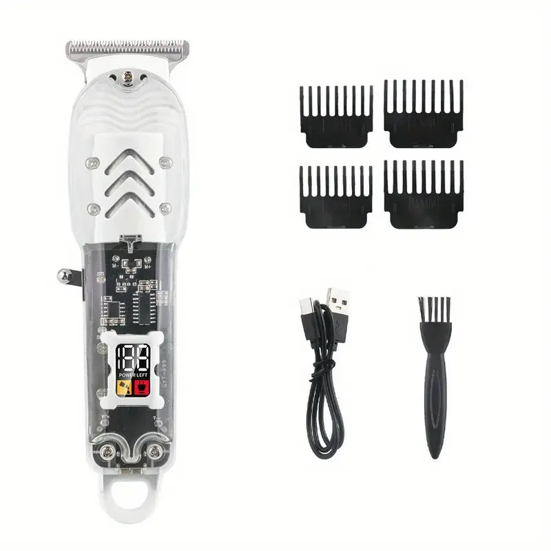 Professional Hair Clippers Rechargeable Hair Clipper Transparent Electric Hair Trimmers For Men Cordless Hair Cut Machine
