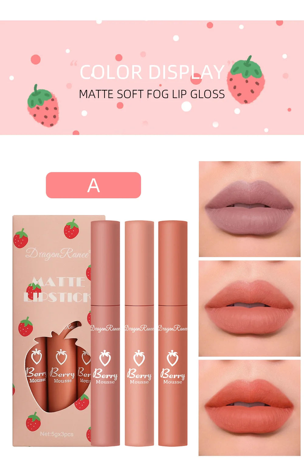 3 PCS Velvet Matte Lip Gloss Set for Hydration - Smarsty