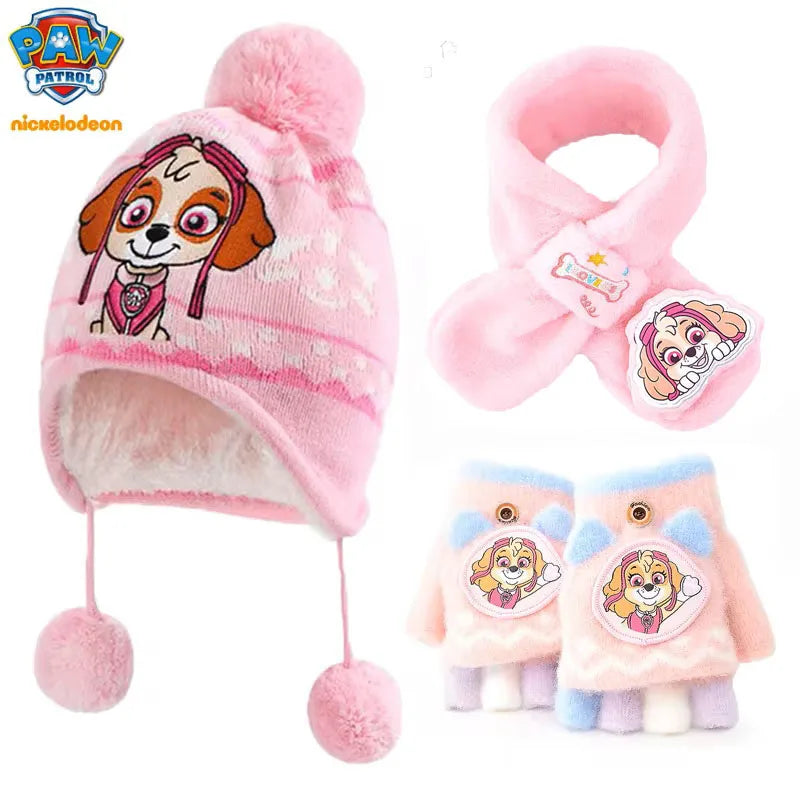 Kids Winter Hat Glove Set Scarf Cartoon Rescue Dogs - Smarsty
