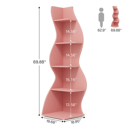 Tribesigns Corner Shelf, Modern 5-Tier Wall Corner Bookshelf, Stylish Corner Small Bookcase Storage Rack Plant Stand