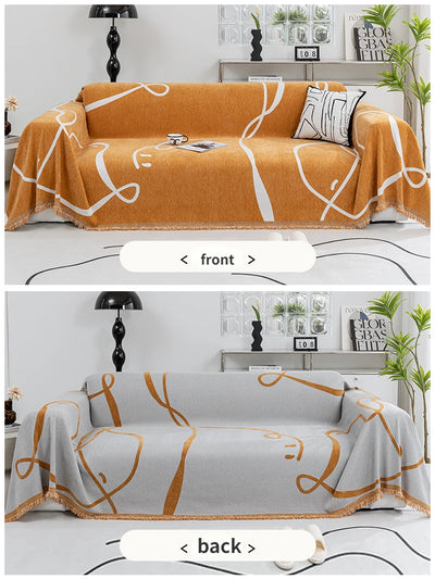 Black Chenille Sofa Cover for Dust Protection - Smarsty
