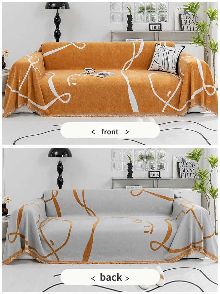 Black Chenille Sofa Cover for Dust Protection - Smarsty