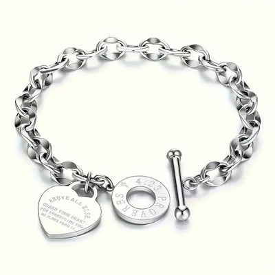 Stainless Steel Couple Bracelet With Heart Pendant - Smarsty