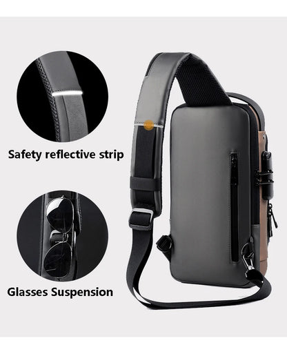 Anti Theft Chest Bag USB Charge Crossbody Sling Pack - Smarsty