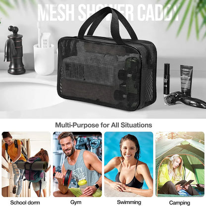 Mesh Shower Caddy Tote Bag Cosmetic Organizer Spacious - Smarsty