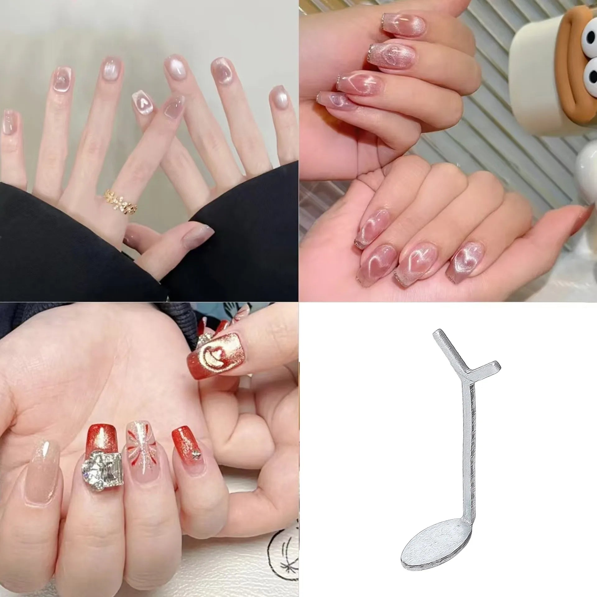Heart Shaped Cat Eye Nail Magnet Set for DIY Art - Smarsty