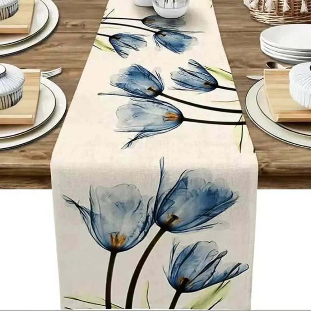 Rustic Tulip Linen Table Runner for Stylish Dining - Smarsty