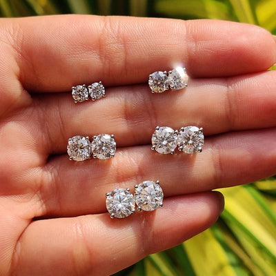 Moissanite Stud Earrings Sterling Silver Bridal GRA - Smarsty