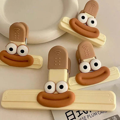 3pcs Creative Face Bag Sealing Clip Food Snack Clip Kitchen Tools Decorative Small Clip Refrigerator Plastic Food Bag Storage by Smarsty