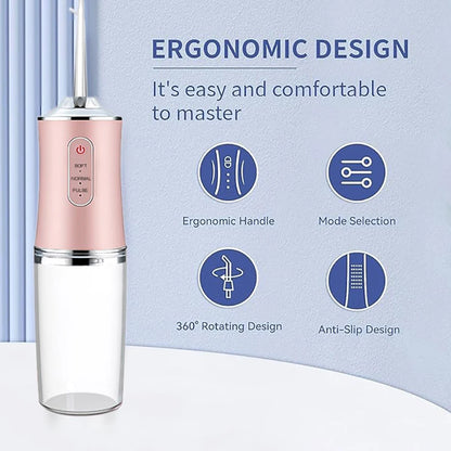 USB Portable Oral Irrigator Water Flosser Dental Water Jet Tools Pick Cleaning Teeth 200ML 4 Nozzles Mouth Oral Cleaning Agents - Smarsty