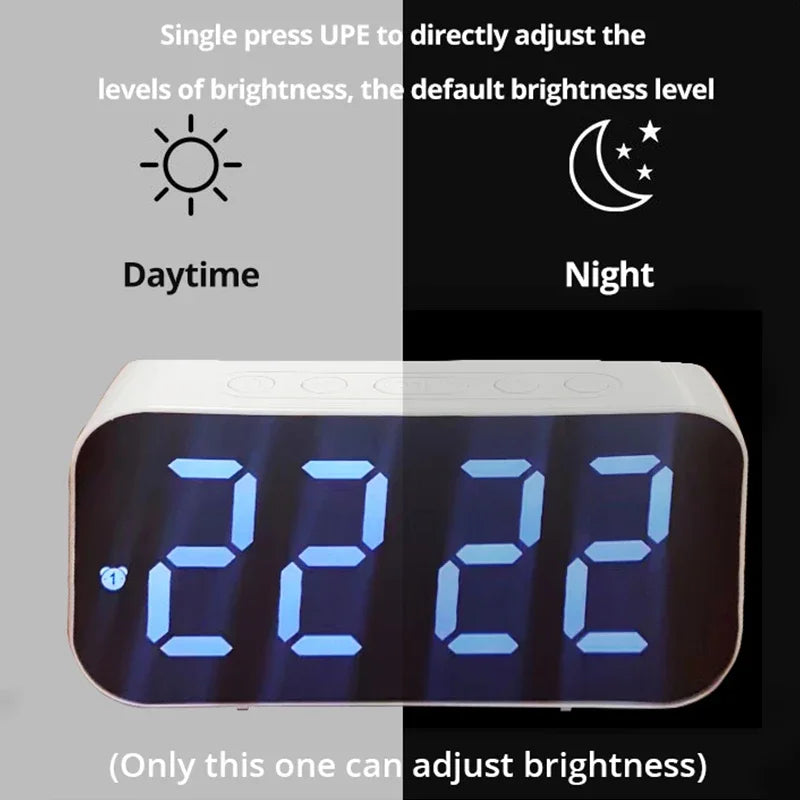 LED Mirror Alarm Clock with Snooze Feature - Smarsty