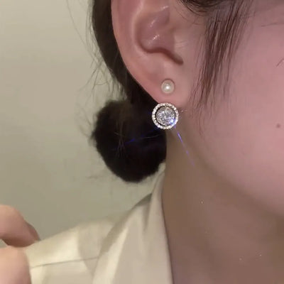 Pearl Long Earrings With Rhinestones For Wedding Fashion - Smarsty