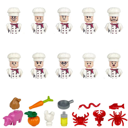 building blocks action doll mini city figures toys girls soldiers policeman robot worker fireman farmer cook movie characters