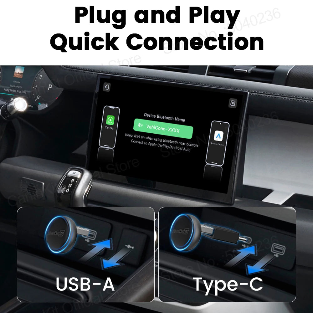 2025 CarlinKit 5.0 Mini Ultra 3 CarPlay Android Auto Wireless Adapter 2.4G&5.8GHz WiFi BLE OTA Upgrade For OEM Car Plug and Play