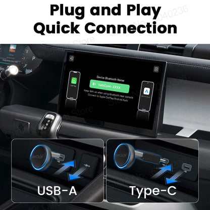 2025 CarlinKit 5.0 Mini Ultra 3 CarPlay Android Auto Wireless Adapter 2.4G&5.8GHz WiFi BLE OTA Upgrade For OEM Car Plug and Play